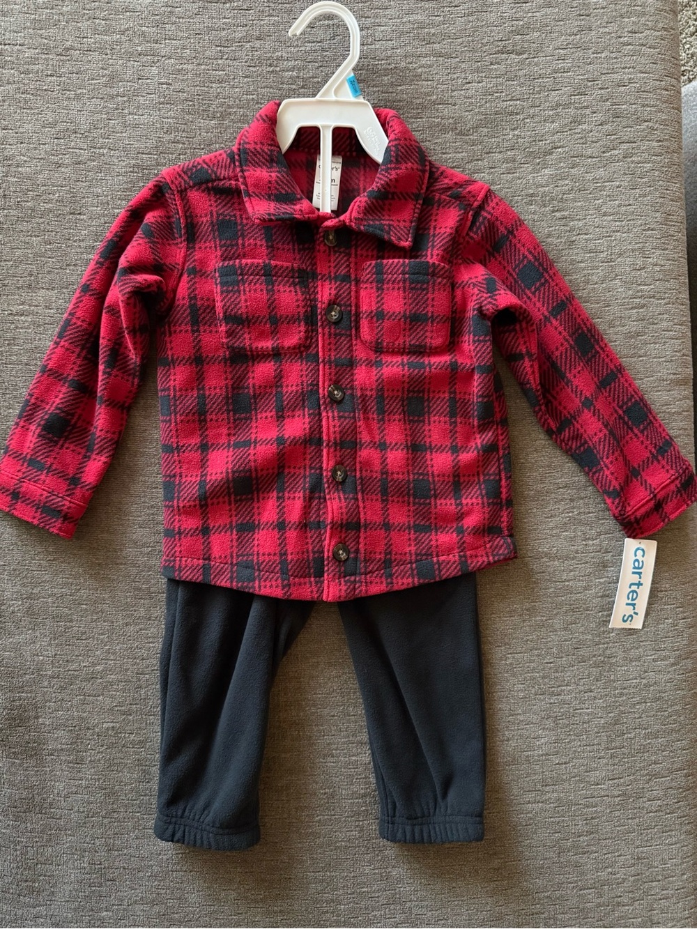 Carter's Red and Black Plaid Fleece Pants